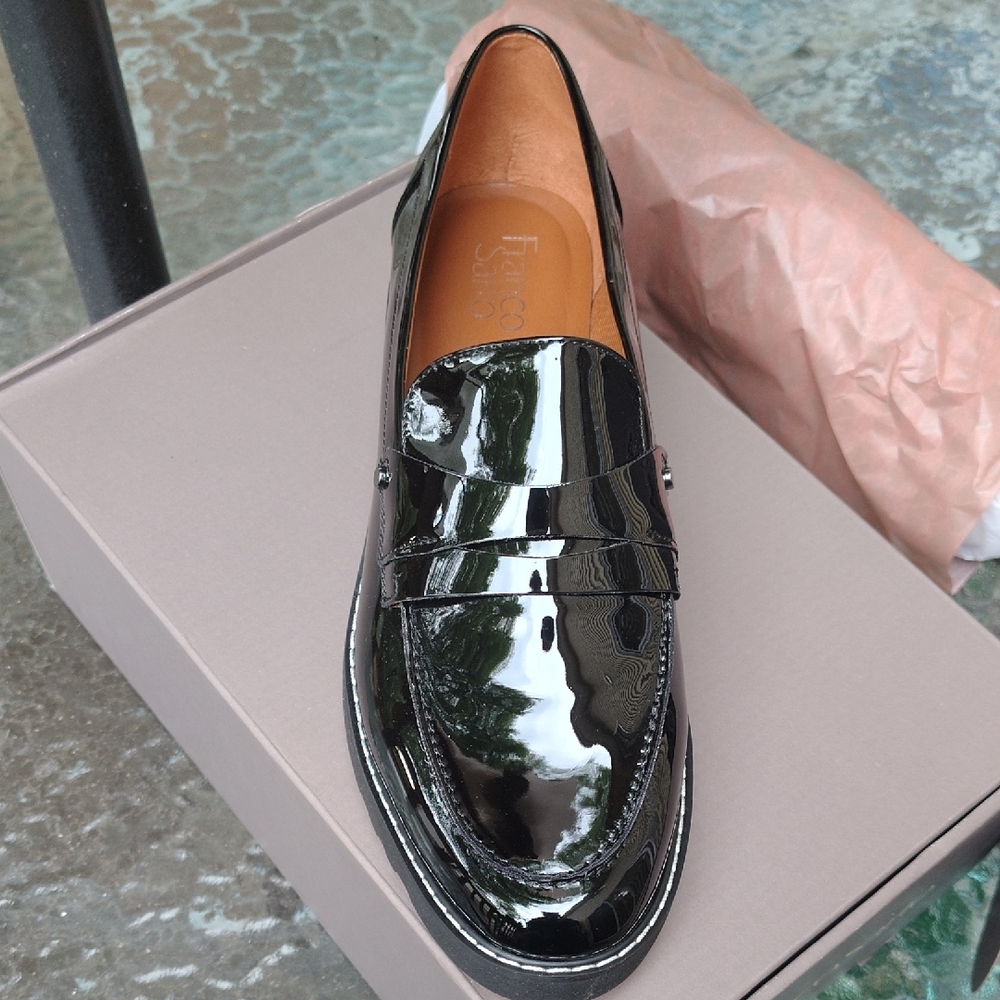Franco Sarto Black Patent Loafers